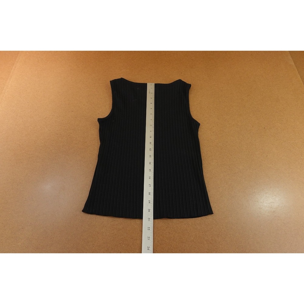 Madewell Womens X-Small True Black Knit Ribbed Wide Strap Boatneck Tank Top NWOT - Picture 8 of 10